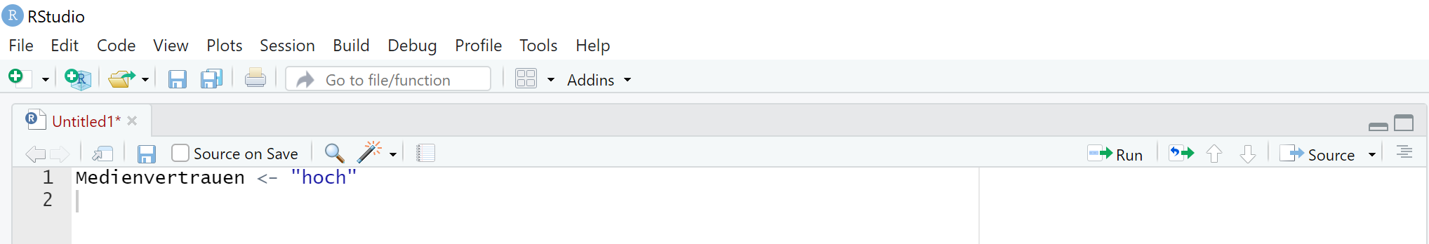 Screenshot RStudio Coding im Source Fenster