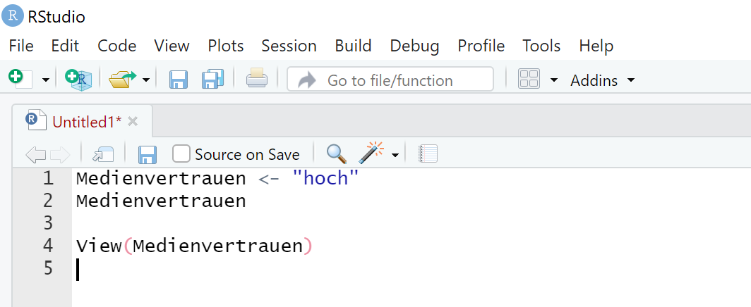 Screenshot RStudio View Befehl im Source Fenster