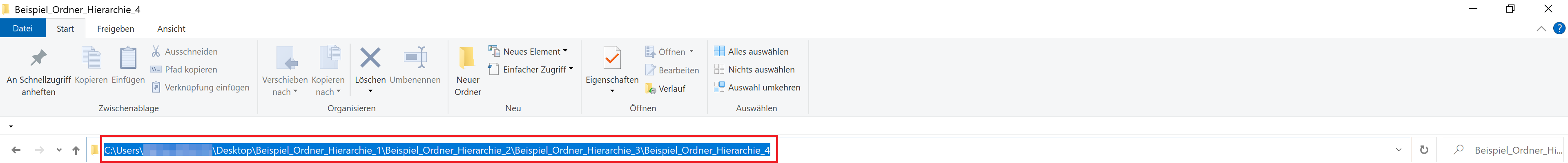 Screenshot vom Dateipfad unter Windows nach dem Klick auf das Ordnersymbol oben links in der Navigationsleiste.